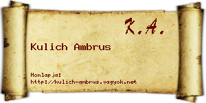 Kulich Ambrus névjegykártya