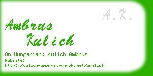 ambrus kulich business card